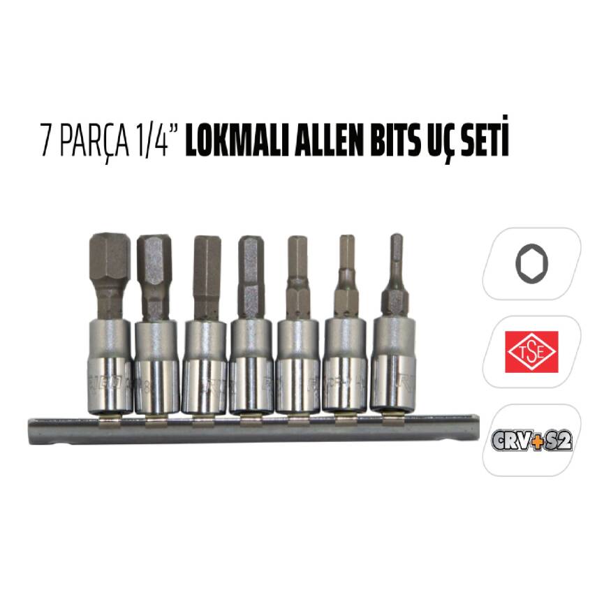 7 PARÇA 1/4 LOKMALI ALLEN BITS UÇ SETİ - 2