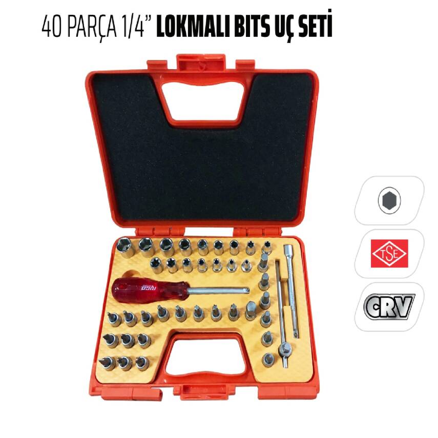 RİCO 40 PARÇA 1/4 LOKMALI BİTS UÇ SETİ - 3